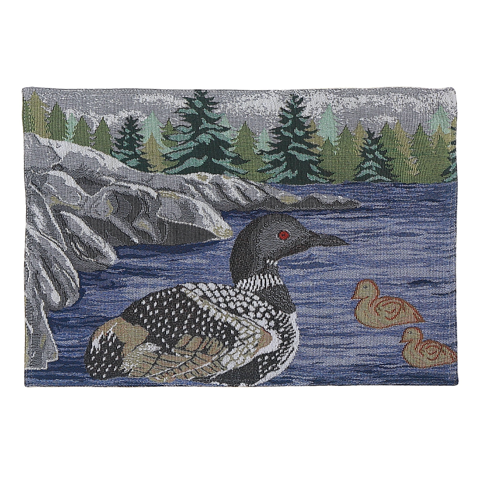 Loon Tapestry Placemat 13 x 18, Wildlife Cabin Decor, Rustic Cottage Dining Table Mat, Lodge Kitchen Accent, Set of 12