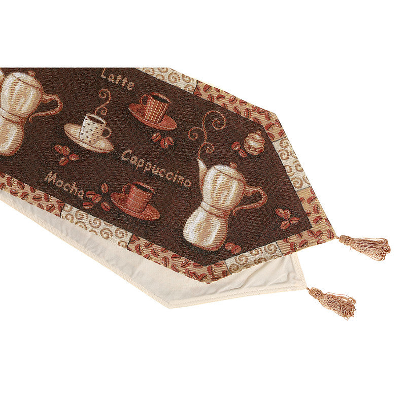Tapestry Table Runner Coffee Drinks 36-Inch Dining Decor