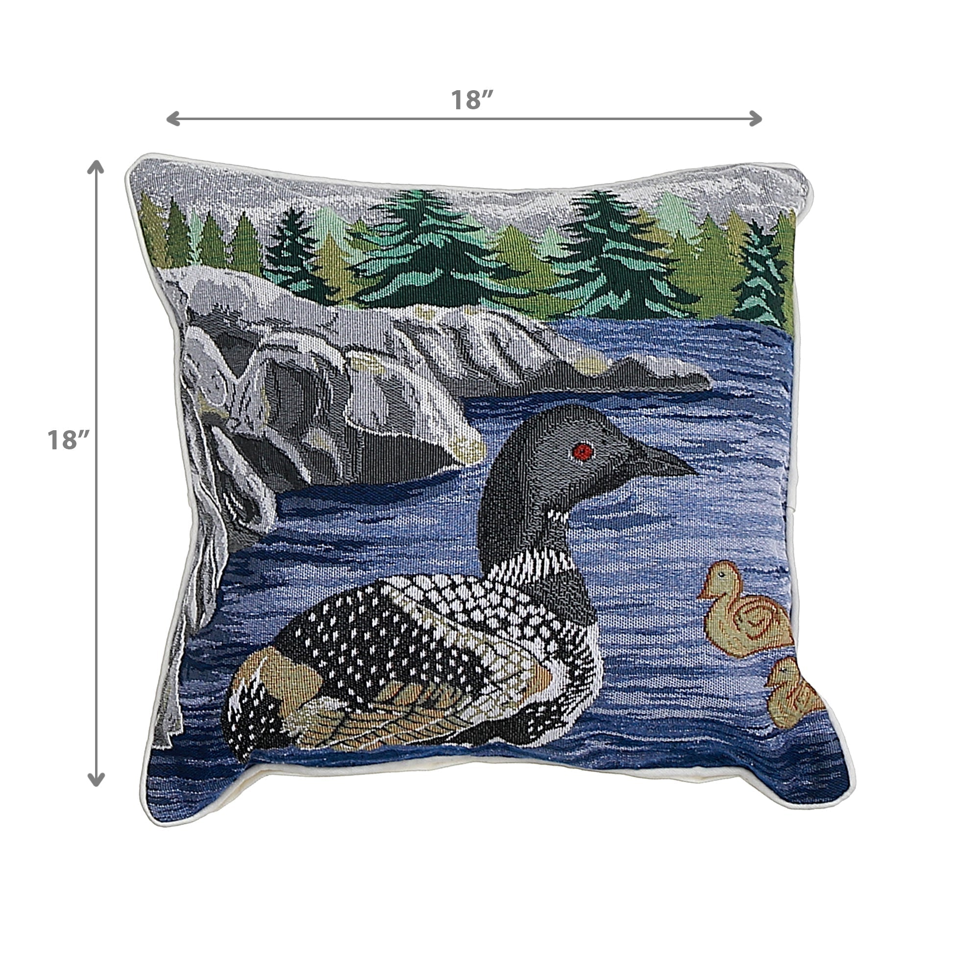 Tapestry Cushion Loon 18 X 18" Set Of 2, Loon Tapestry Throw Pillow 18 X 18", Decorative Woven Cushion, Cabin Style Home Accent