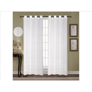 White Voile Curtain Panel with Grommets – Set of 2, Sheer Window Drapes