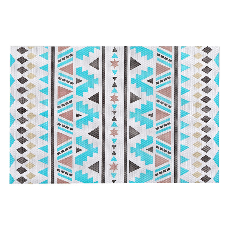 Bohemian Aqua Vinyl Placemat Set of 12 Dining Table Mat