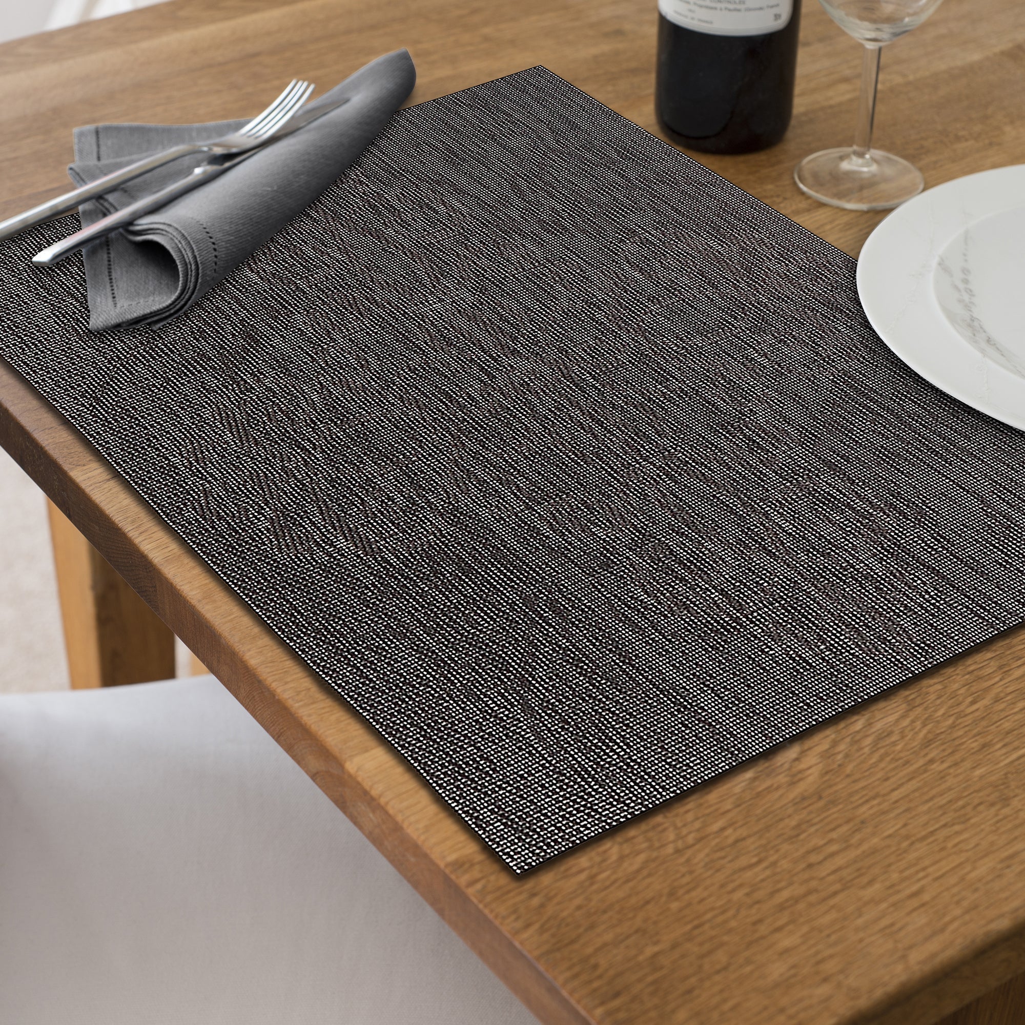 Vinyl Placemat Damask Chocolate Set Of 12, Dining Table Decor, Kitchen Accessory