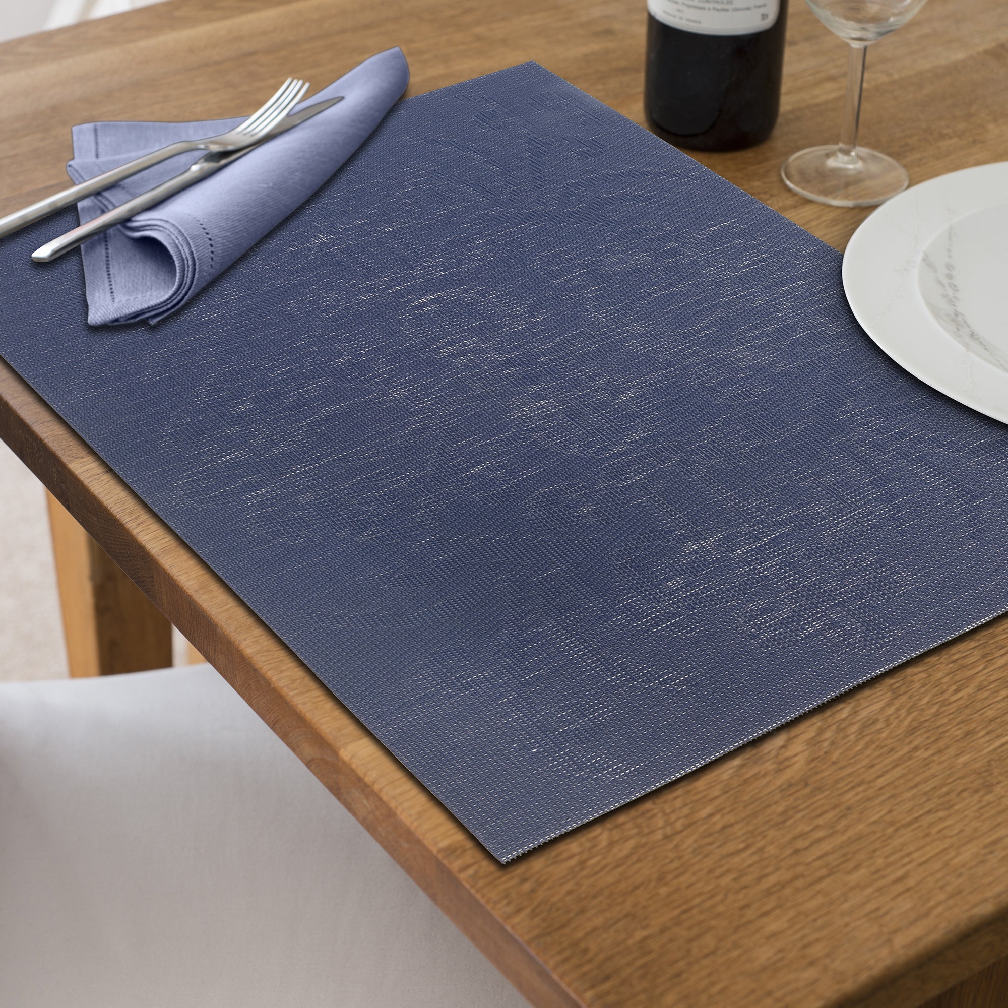 Vinyl Placemat Damask Navy Blue Set Of 12, Dining Table Decor, Kitchen Accessory