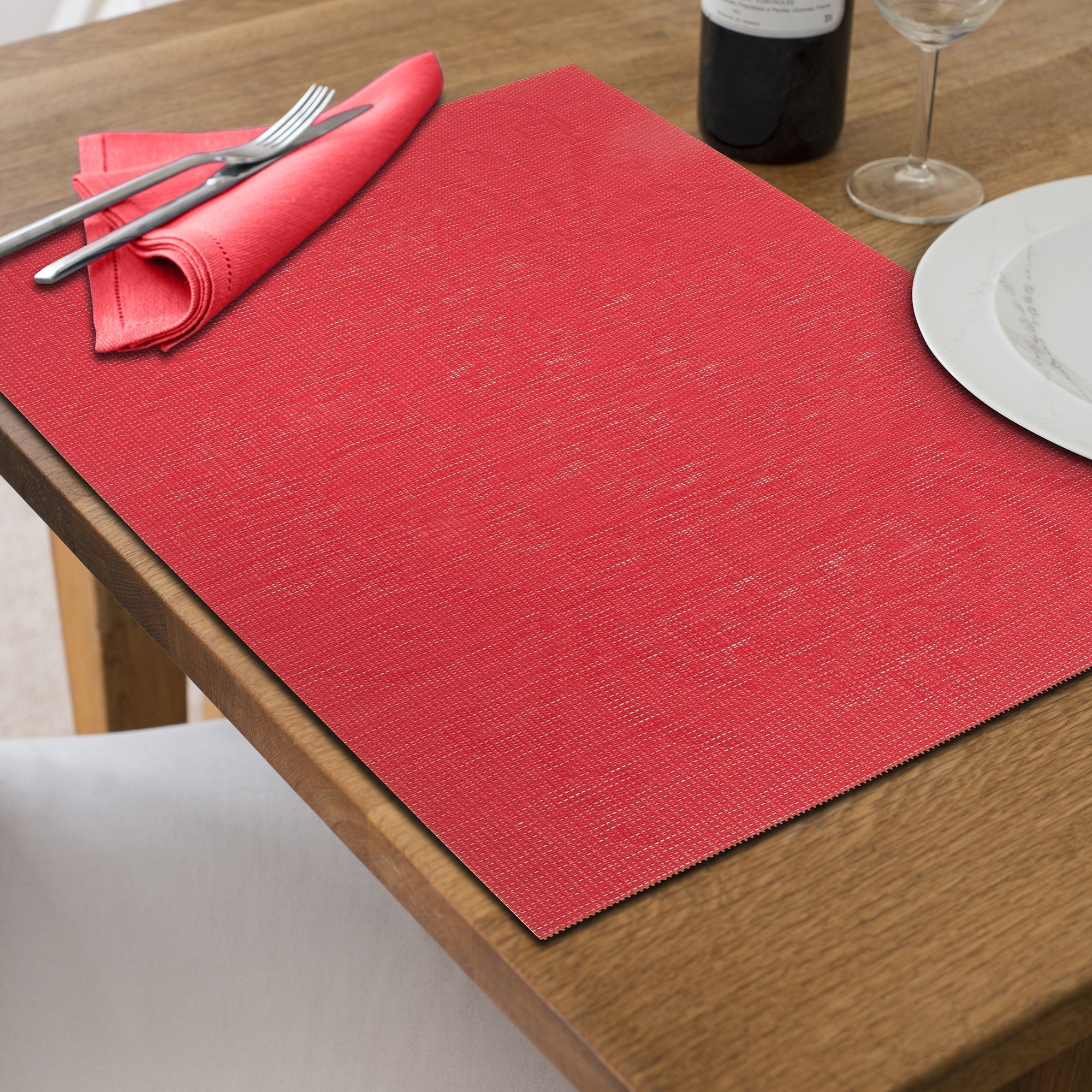 Vinyl Placemat Damask Red Set Of 12, Dining Table Decor, Kitchen Accessory