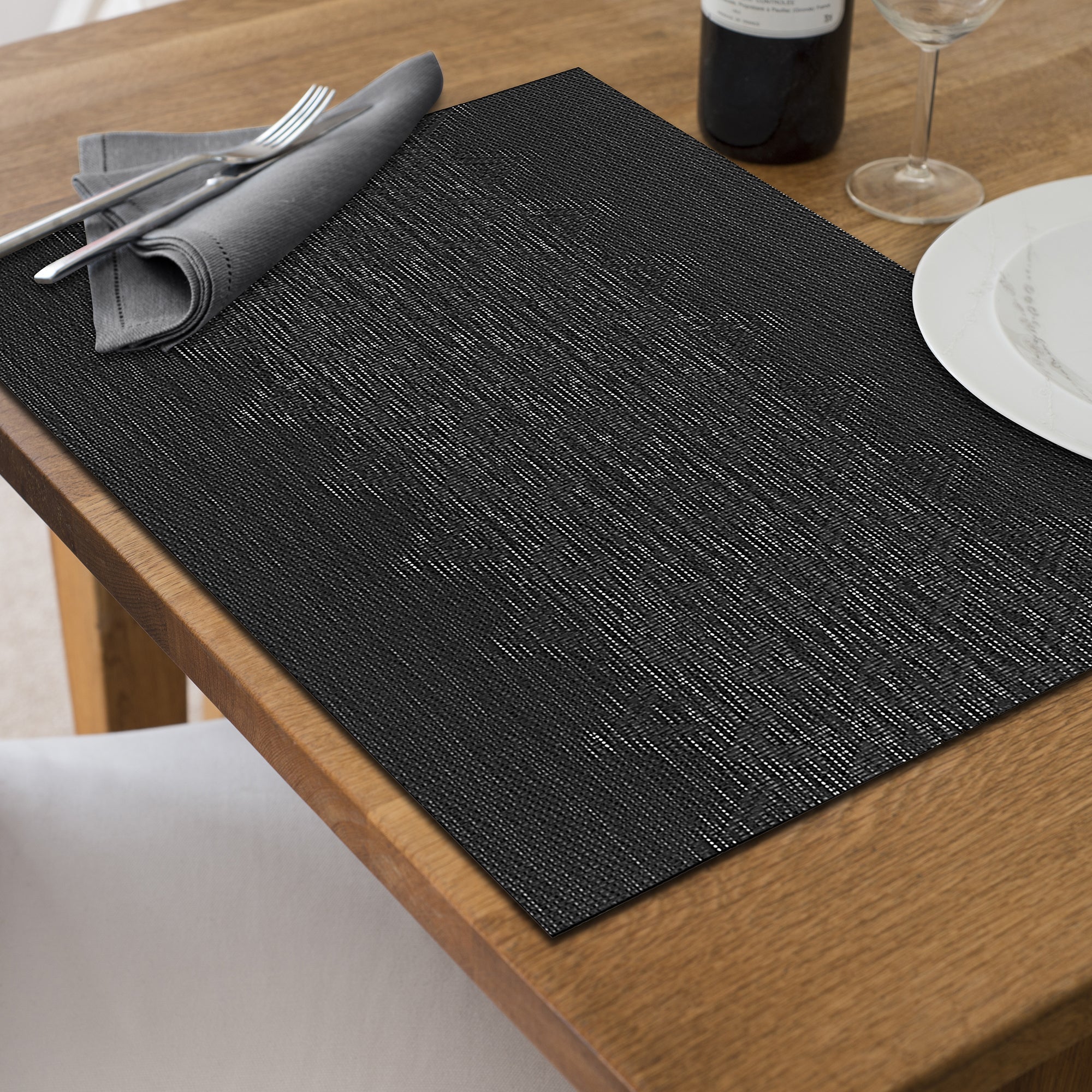 Vinyl Placemat Diamond Band Black Set Of 12, Dining Table Decor, Kitchen Accessory