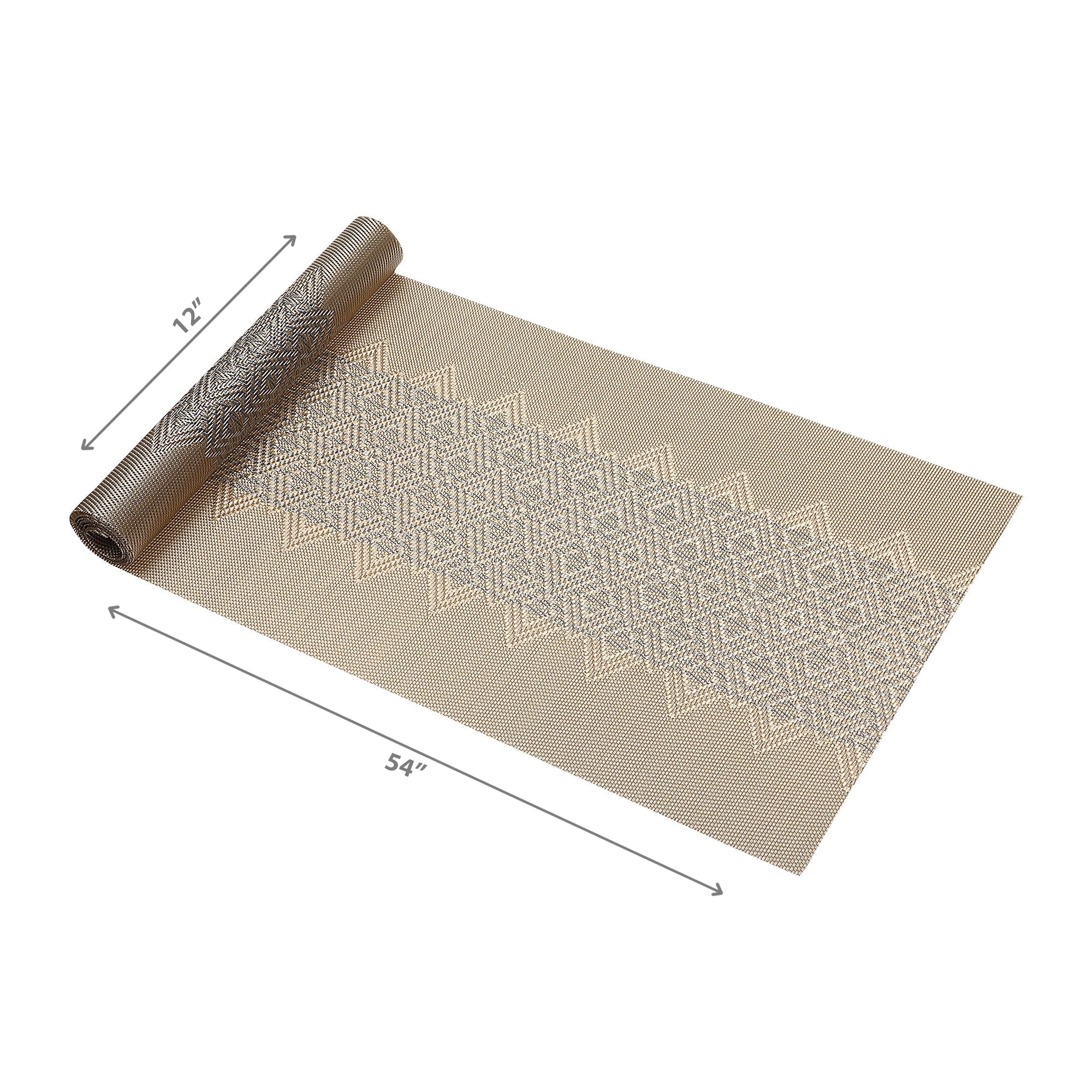 Vinyl Table Runner 54 Inch Diamond Band Gold Set Of 2, Table Decor, Dining Accent