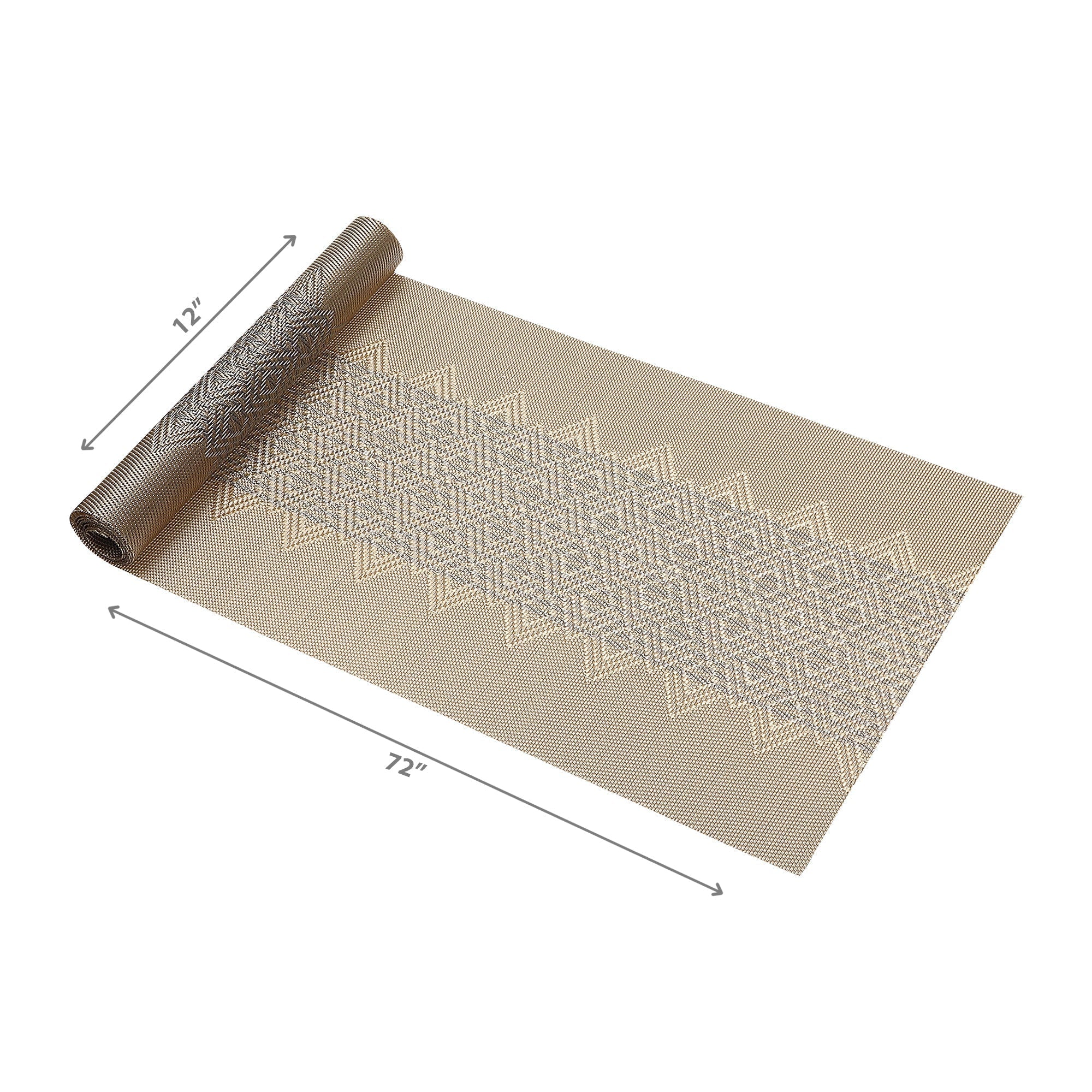 Vinyl Table Runner 72 Inch Diamond Band Gold Set Of 2, Table Decor, Dining Accent