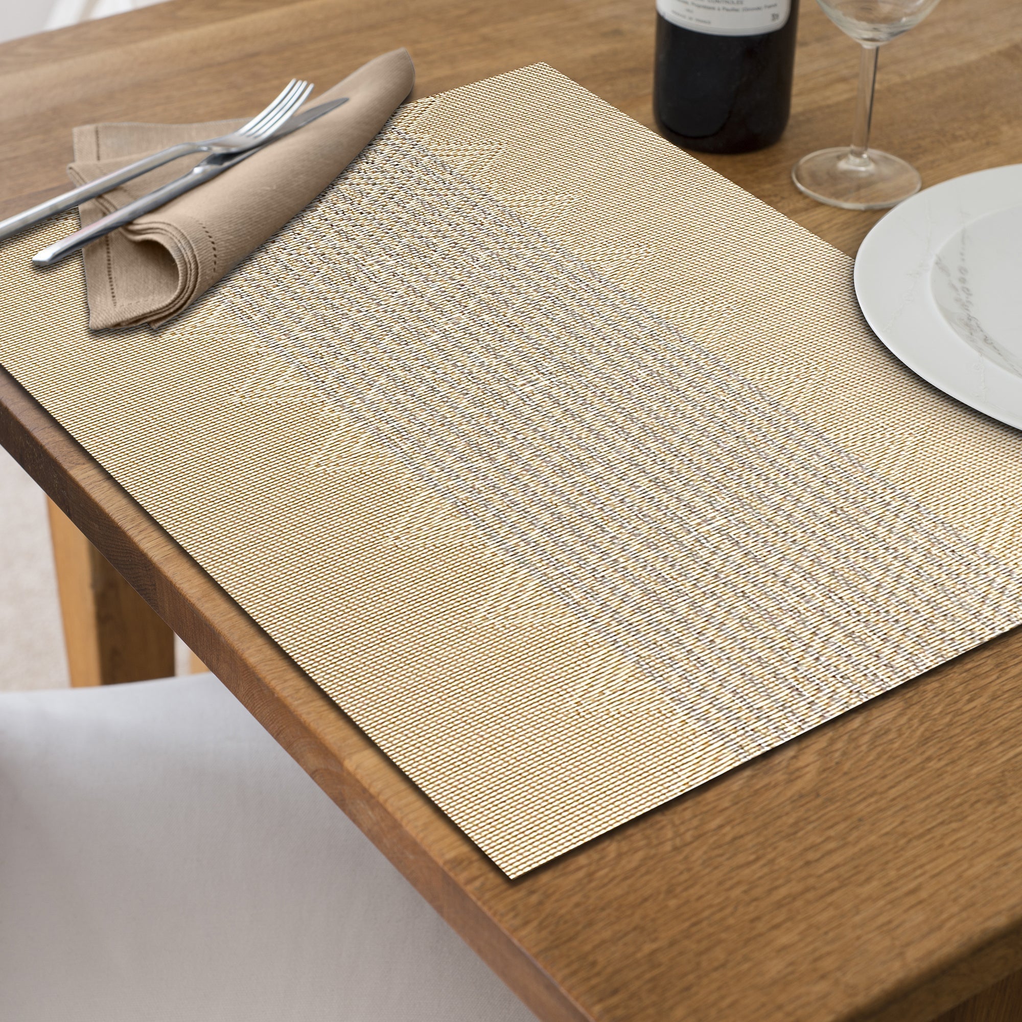 Vinyl Placemat Diamond Band Gold Set Of 12, Dining Table Decor, Kitchen Accessory