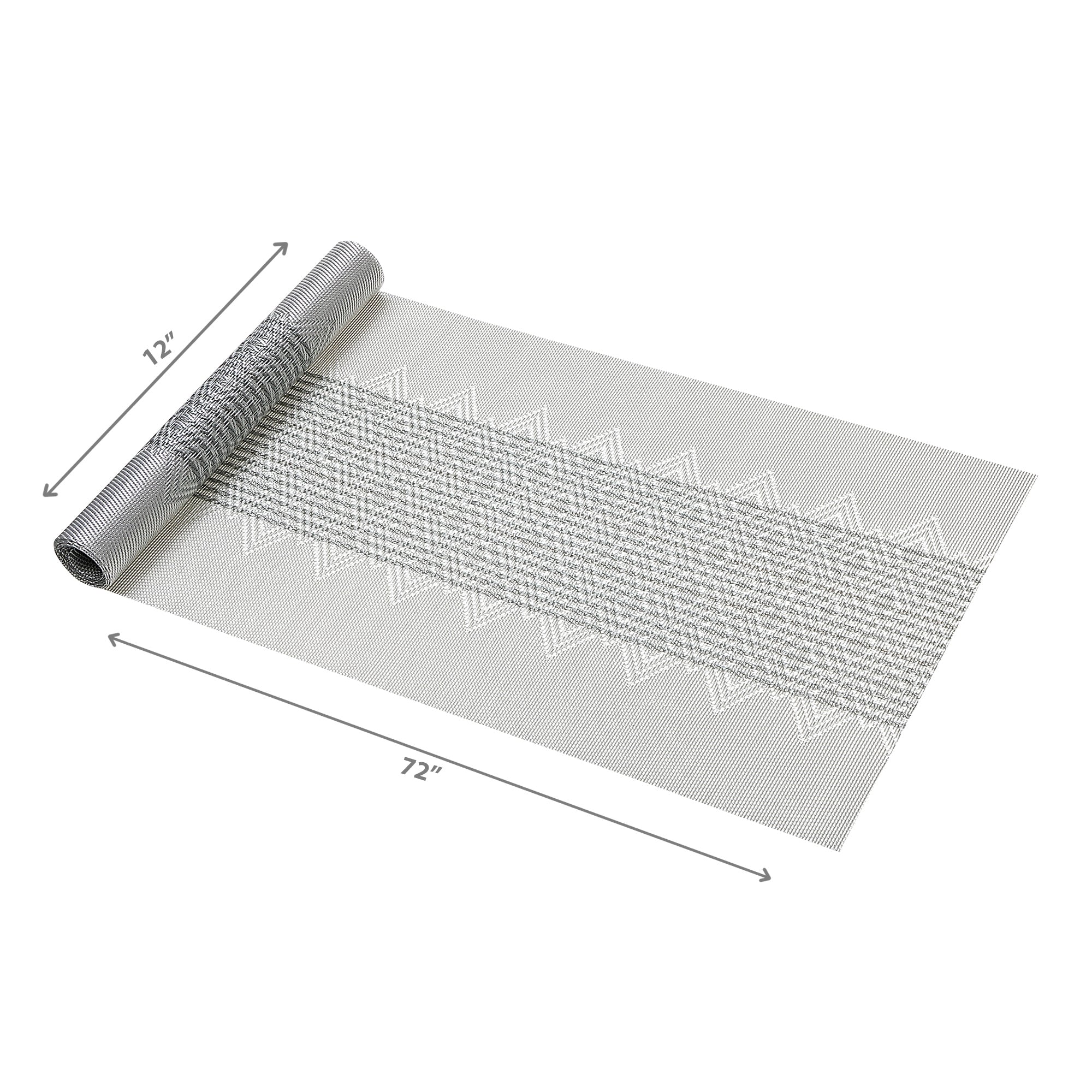 Vinyl Table Runner 72 Inch Diamond Band Silver Set Of 2, Table Decor, Dining Accent