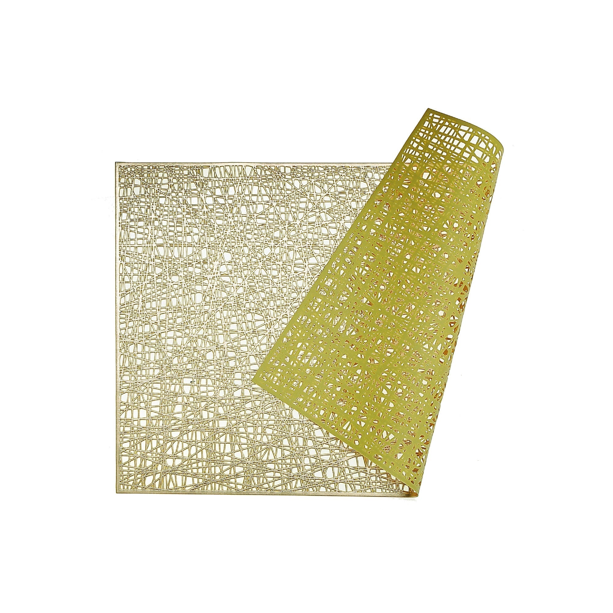 Metallic Laser Cut PVC Placemat Sisal Champagne Set Of 12, Dining Table Decor, Kitchen Accessory