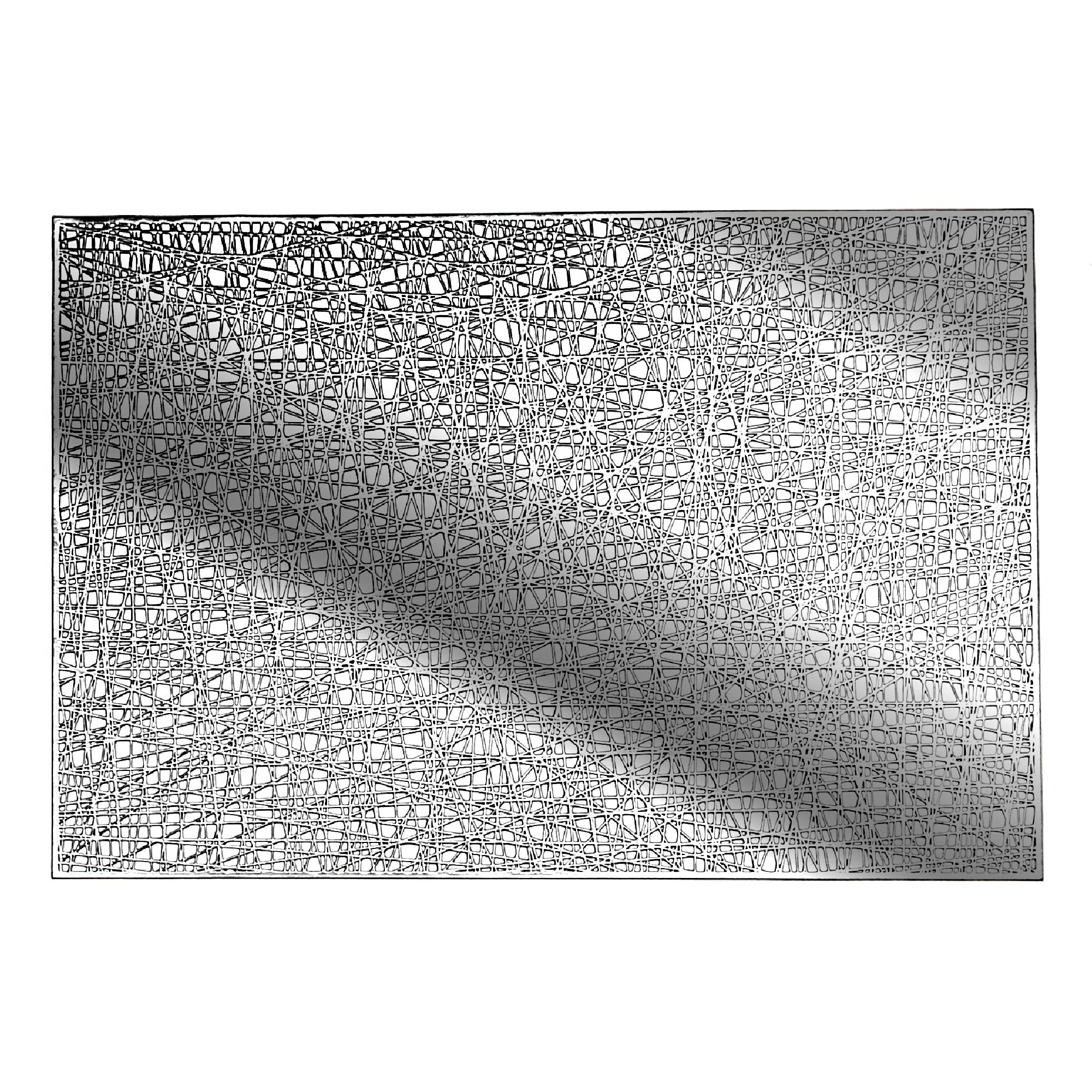 Metallic Laser Cut PVC Placemat Sisal Silver Set Of 12, Dining Table Decor, Kitchen Accessory