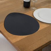 Reversible Pleather Pebble Placemat Black Set Of 12, Dining Table Decor, Kitchen Accessory
