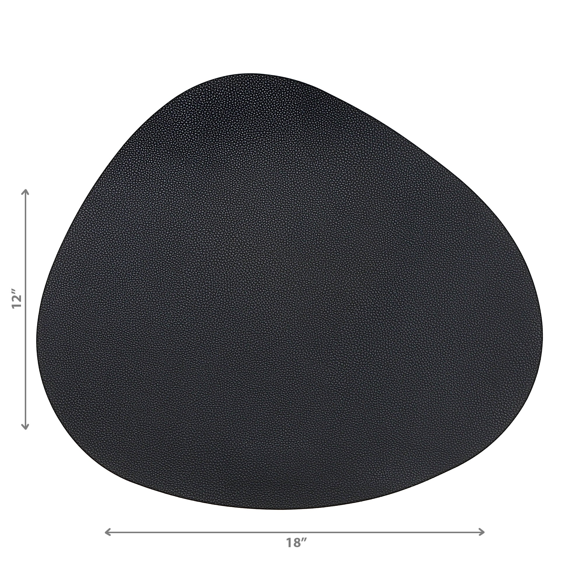 Reversible Pleather Pebble Placemat Black Set Of 12, Dining Table Decor, Kitchen Accessory