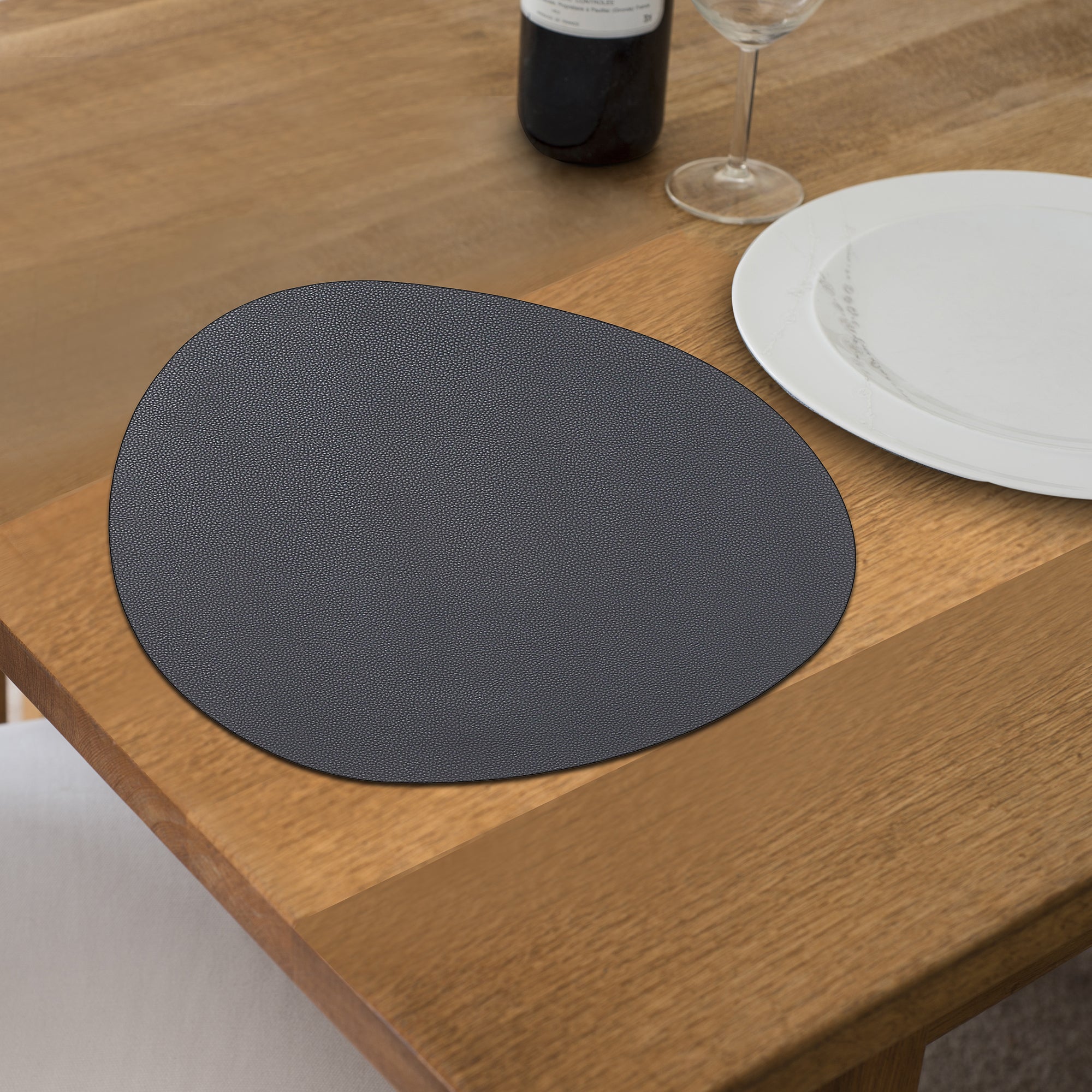 Reversible Pleather Pebble Placemat Gray Set Of 12, Dining Table Decor, Kitchen Accessory