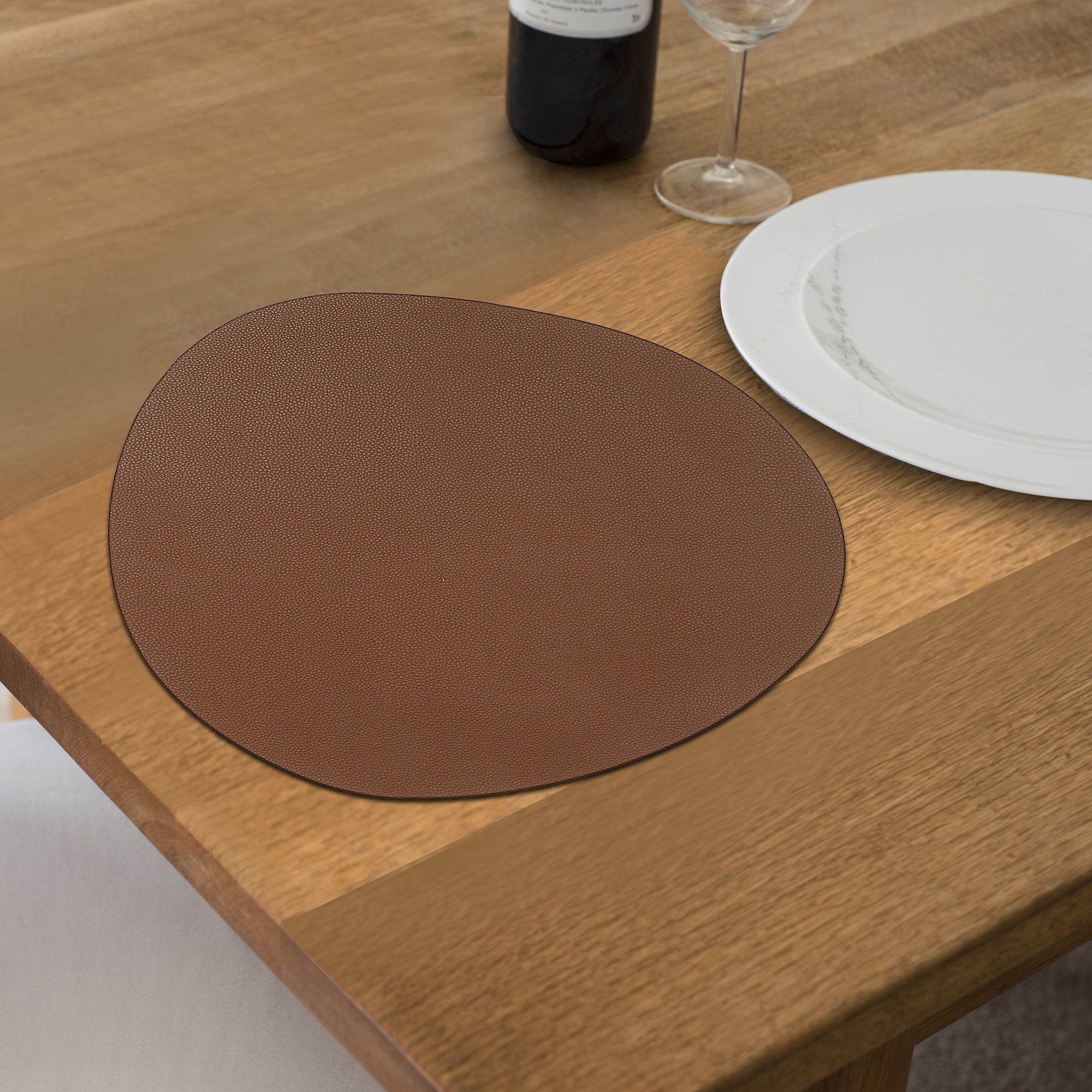 Reversible Pleather Pebble Placemat Tan Set Of 12, Dining Table Decor, Kitchen Accessory