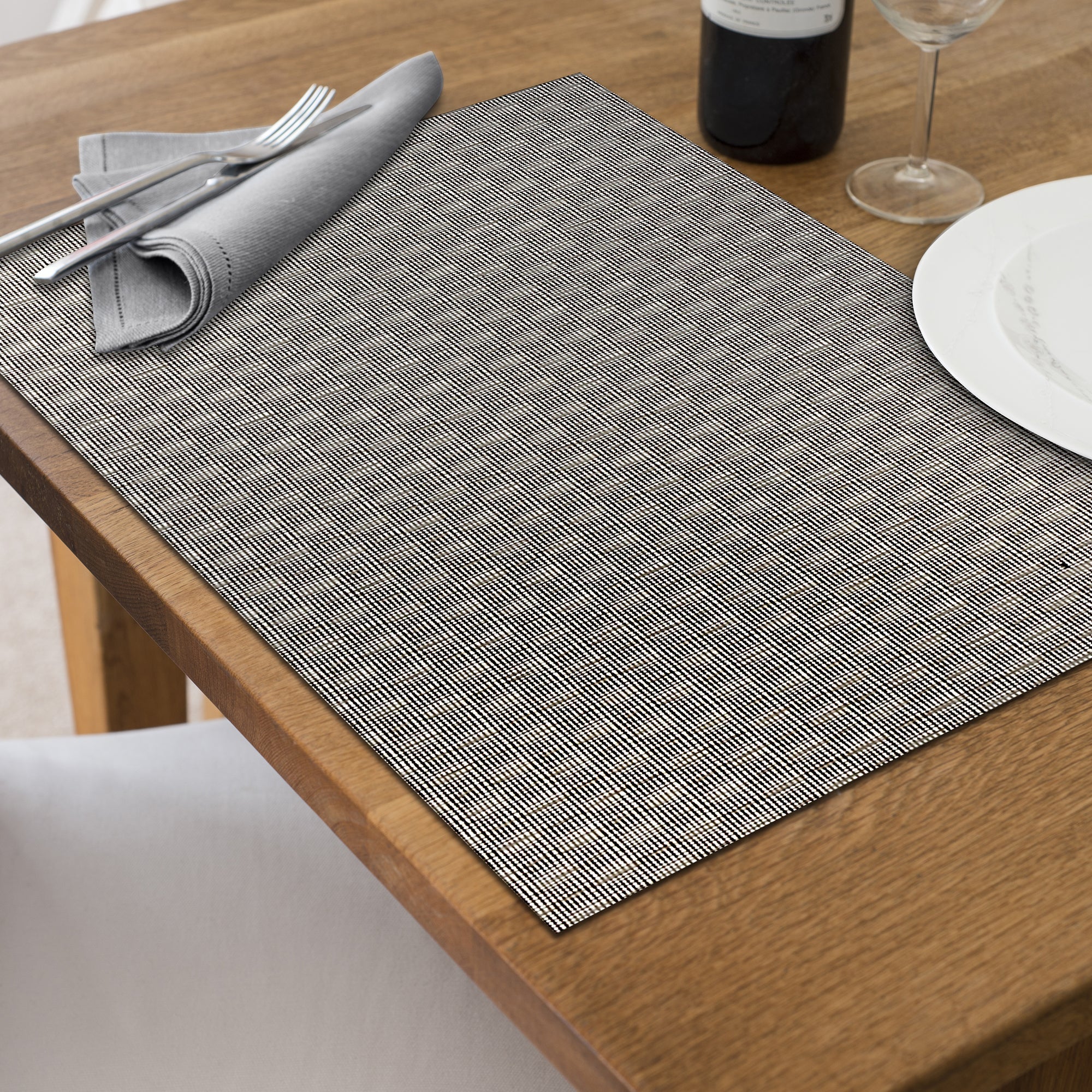 Beige Textstyle Woven PVC Placemat Set of 12 – Modern Table Decor, Durable Mats