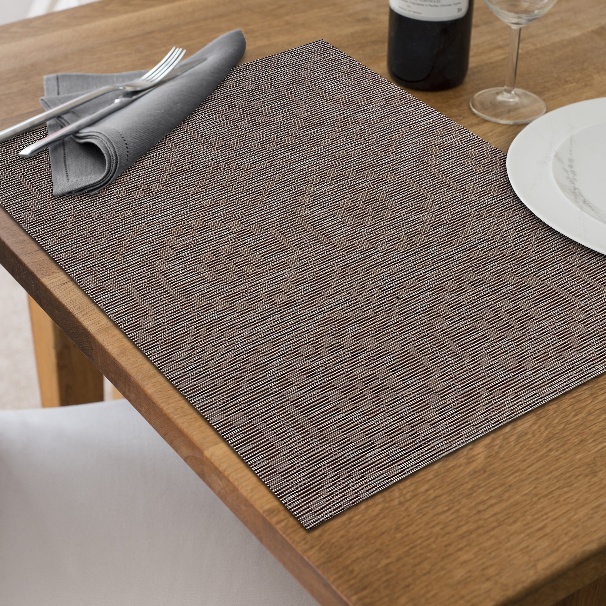 Vintage Brown Woven PVC Placemat Set of 12 – Rustic Table Decor, Durable Mats
