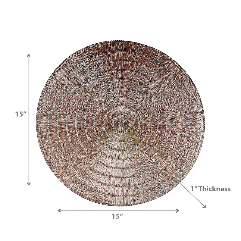 Round Pvc Lace Placemat Gold - Set of 12