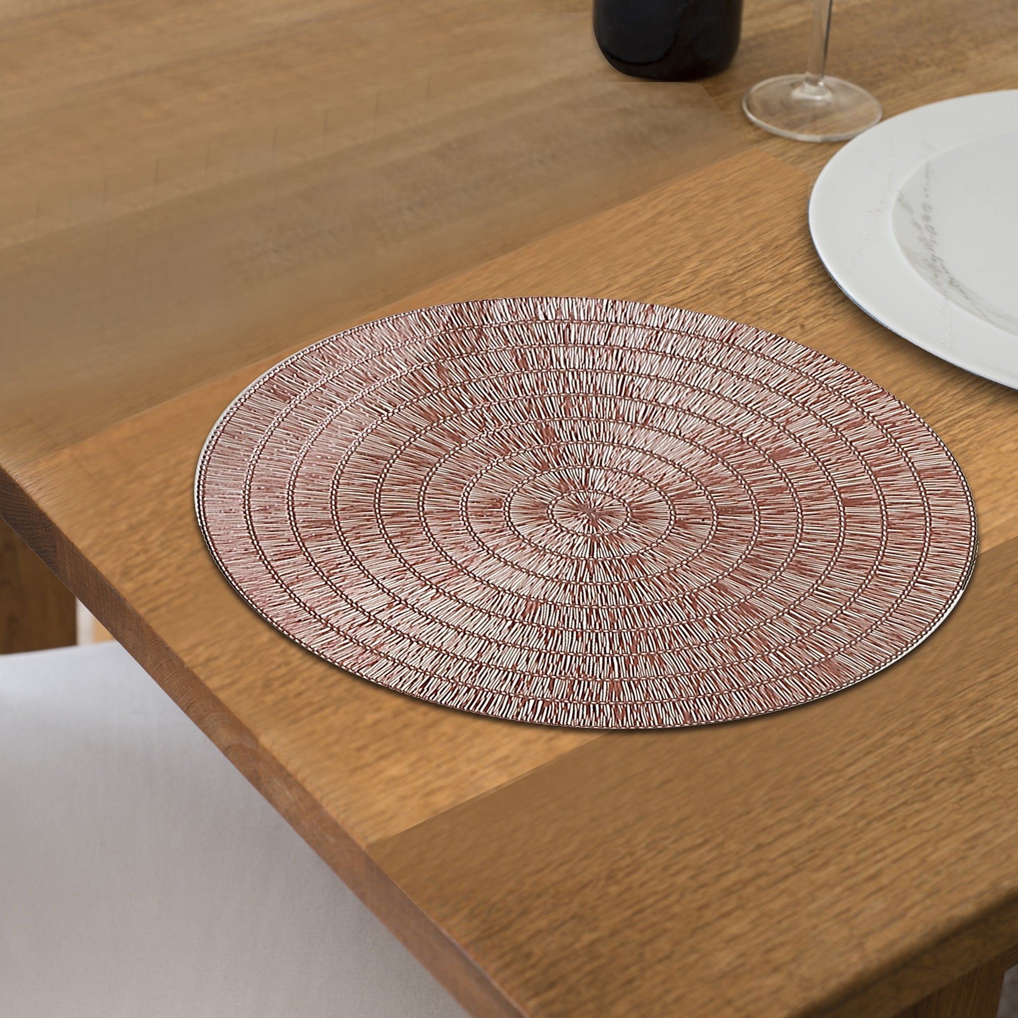 Rose Round PVC Lace Placemat Set of 12 – Elegant Table Decor, Easy-Clean Mats