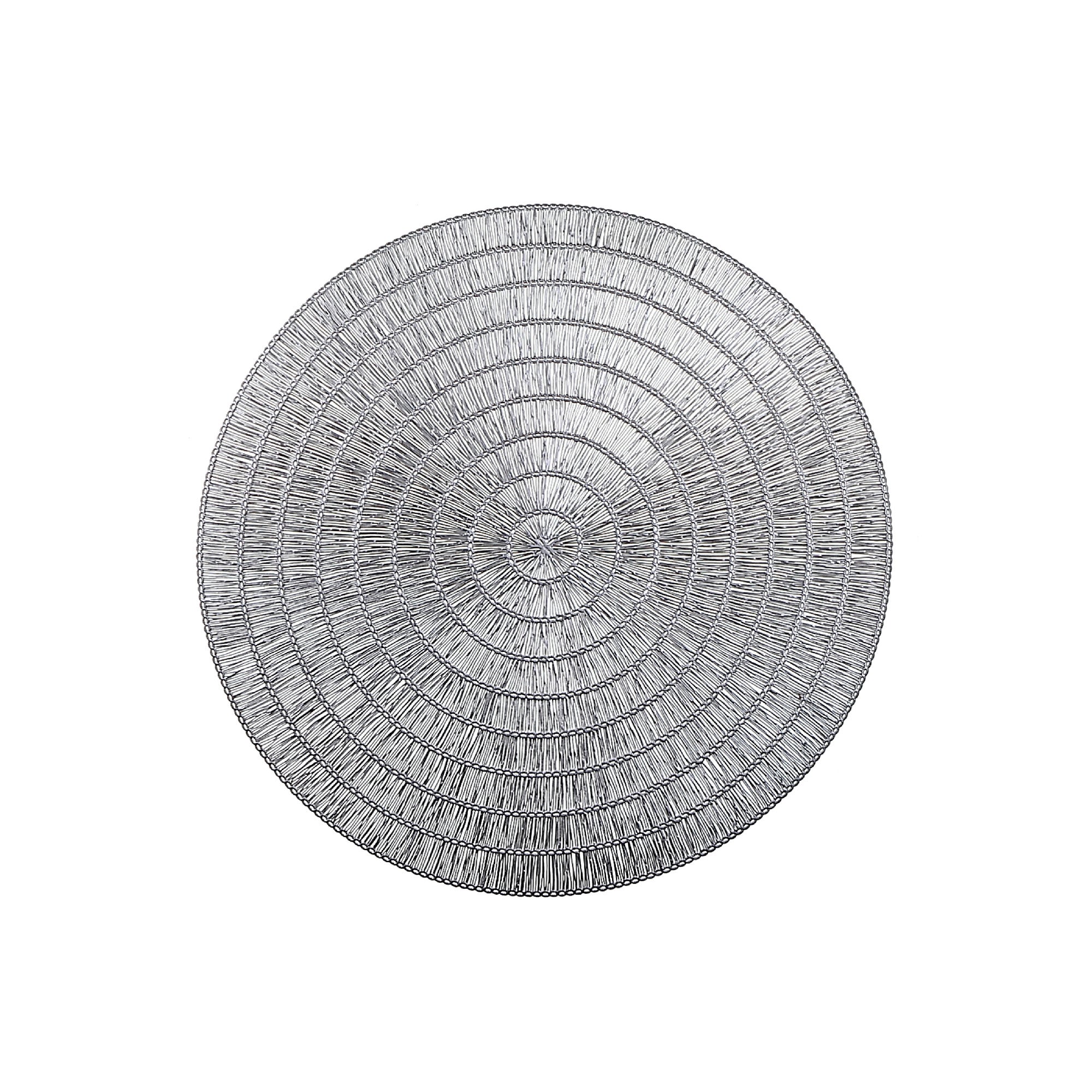 Silver Round PVC Lace Placemat Set of 12 – Elegant Table Decor, Easy-Clean Mats