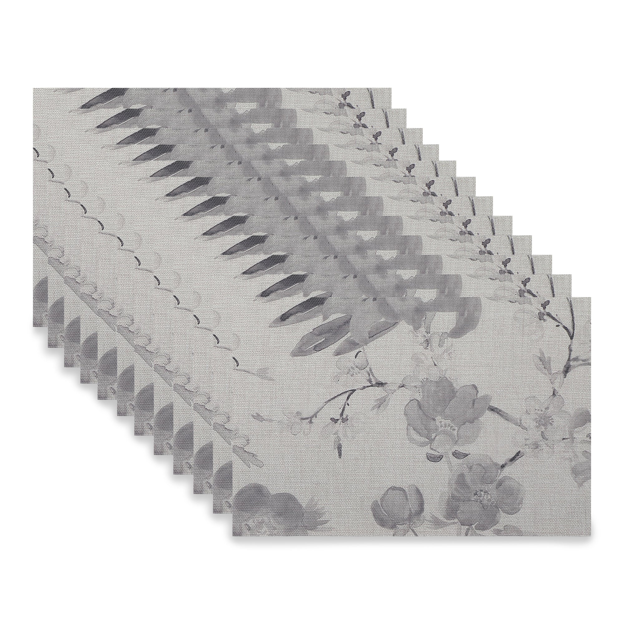 Woven PVC Printed Placemat Sepia Watercolor Design, Floral Dining Table Mat, Heat Resistant Kitchen Decor, Set of 12