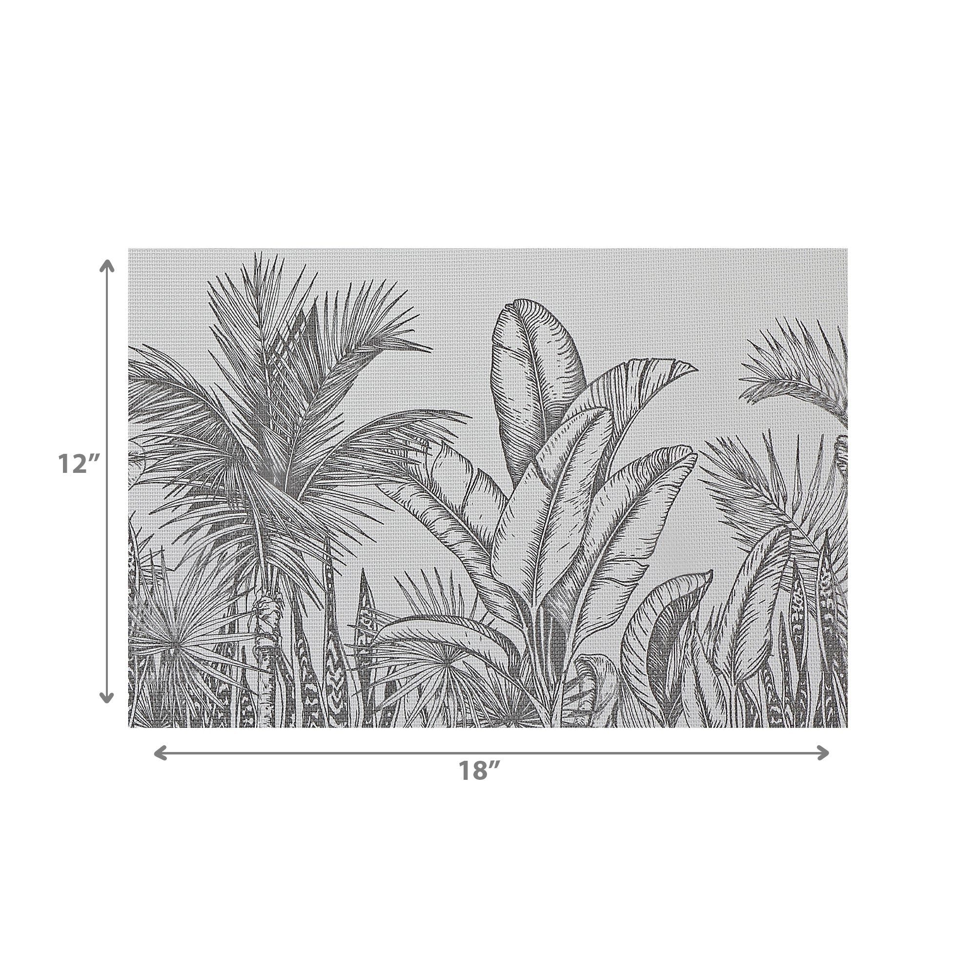 Woven PVC Printed Placemat Tropical Design, Floral Dining Table Mat, Heat Resistant Kitchen Decor, Set of 12