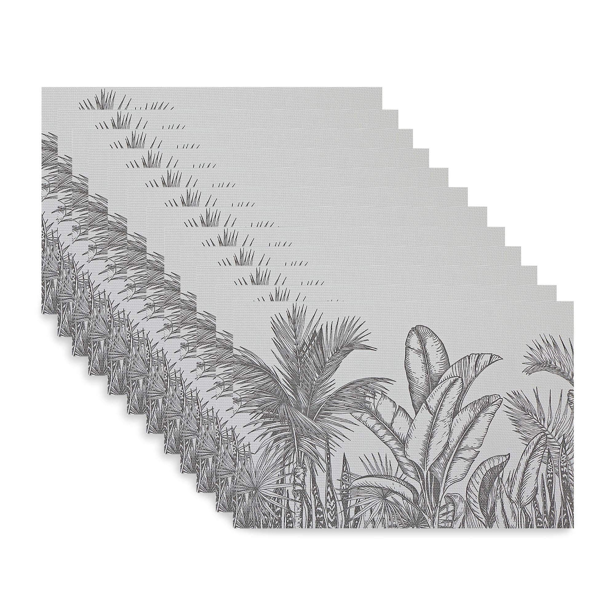 Woven PVC Printed Placemat Tropical Design, Floral Dining Table Mat, Heat Resistant Kitchen Decor, Set of 12