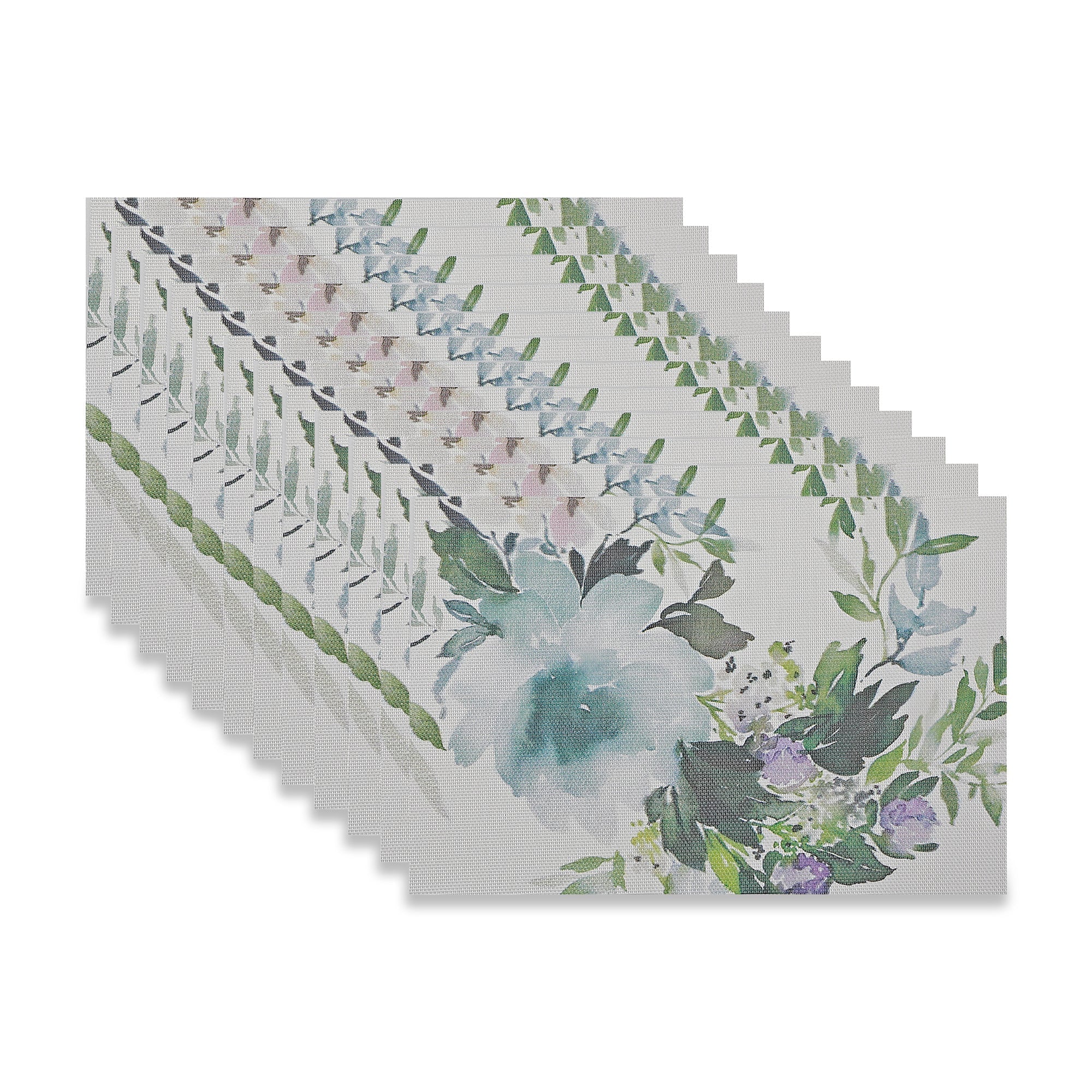 Woven PVC Printed Placemat, Textured Dining Table Mat, Heat Resistant, Non Slip Surface, Modern Kitchen Decor, Set of 12