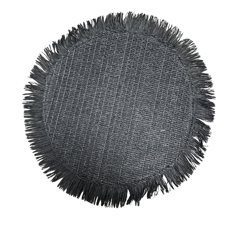 Woven Round Placemat With Fringes - Set of 12