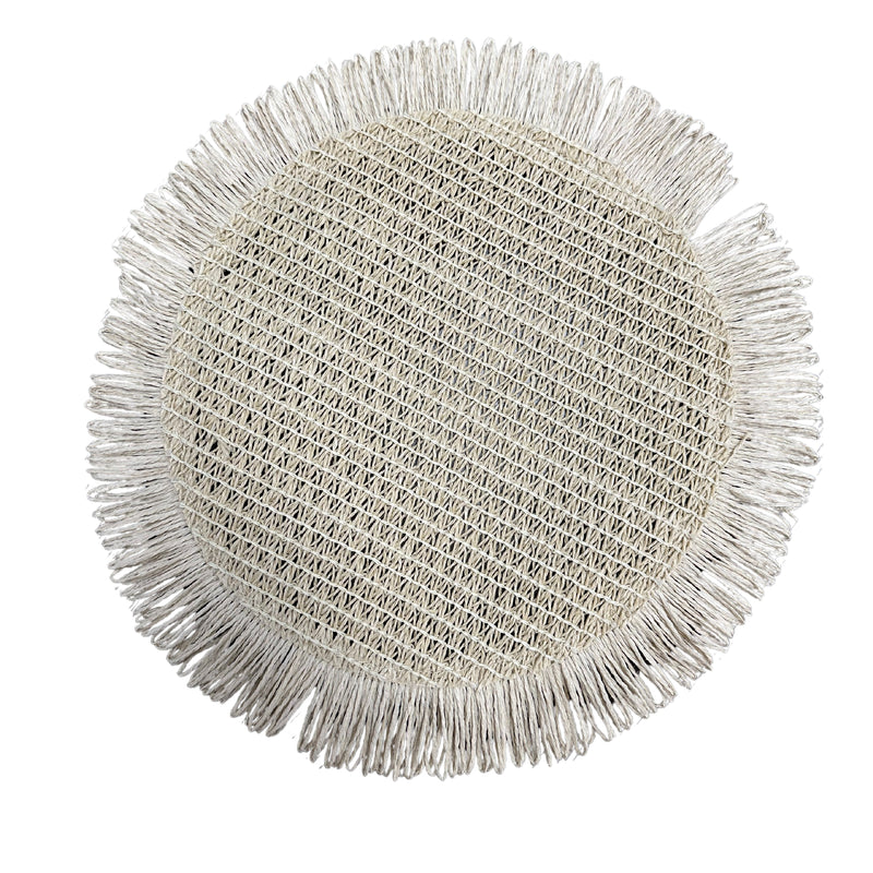 Woven Round Placemat With Fringes - Set of 12