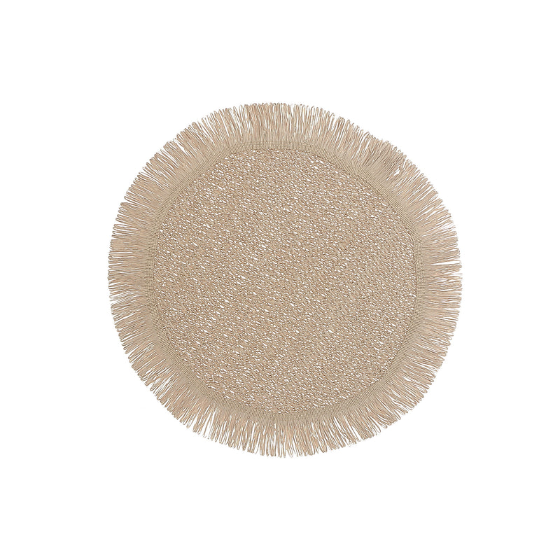 Woven Round Placemat With Fringes - Set of 12