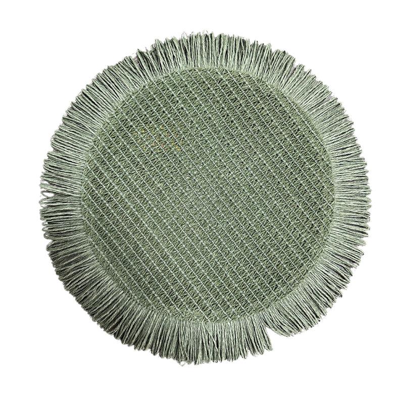 Woven Round Placemat With Fringes - Set of 12