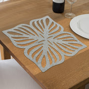 Cutout Leaf Grey Placemat Set Of 12, Dining Table Decoration