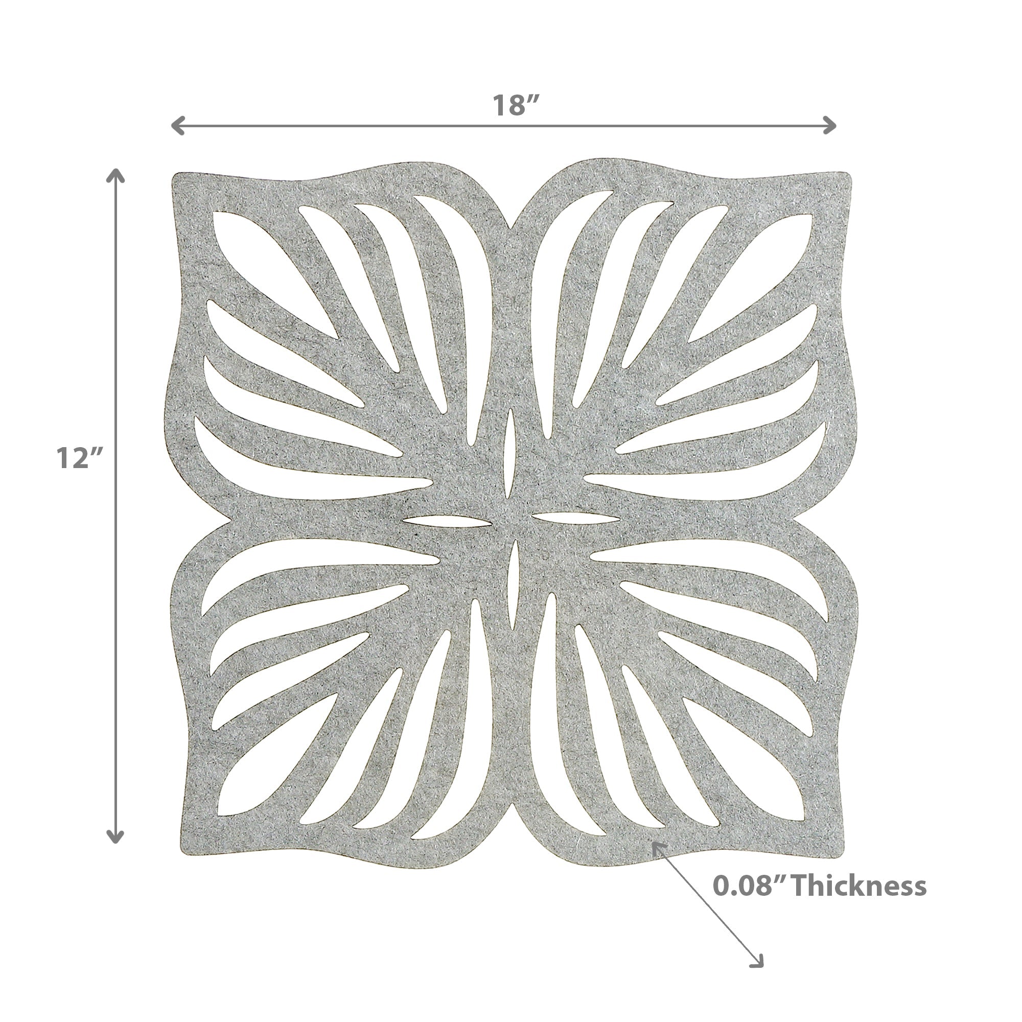 Cutout Leaf Grey Placemat Set Of 12, Dining Table Decoration