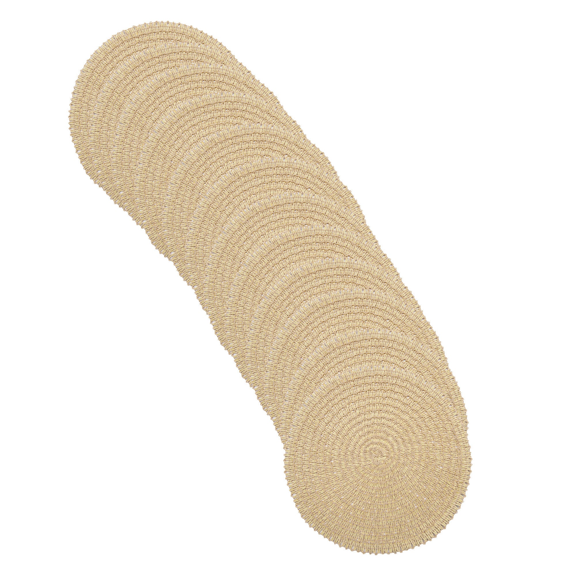 Bright Yellow & Beige Two-Tone Handwoven Round Paper Placemat for Vibrant Table Settings - Set of 12