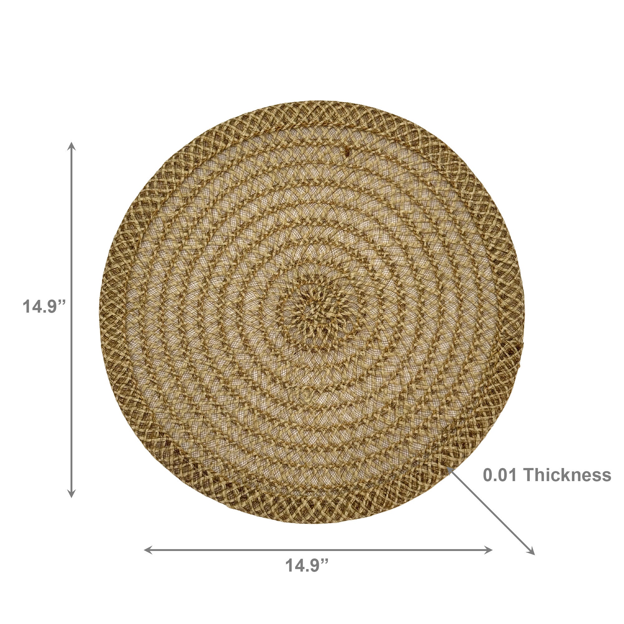 Natural Brown Jute Round Placemat with Elegant Lattice Weave – Perfect for Rustic Décor - Set of 12