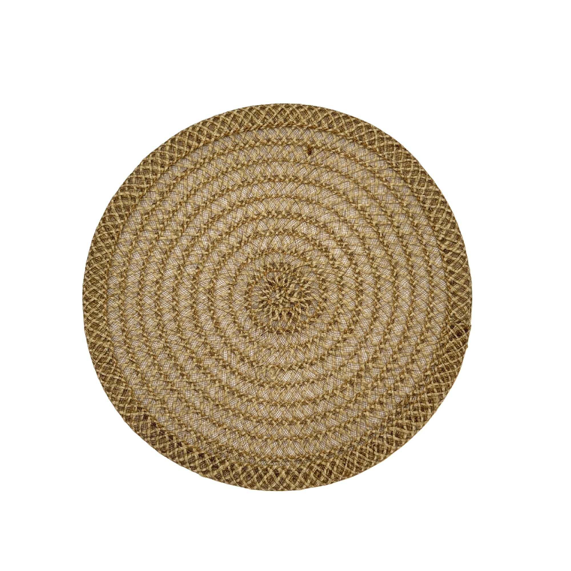 Natural Brown Jute Round Placemat with Elegant Lattice Weave – Perfect for Rustic Décor - Set of 12