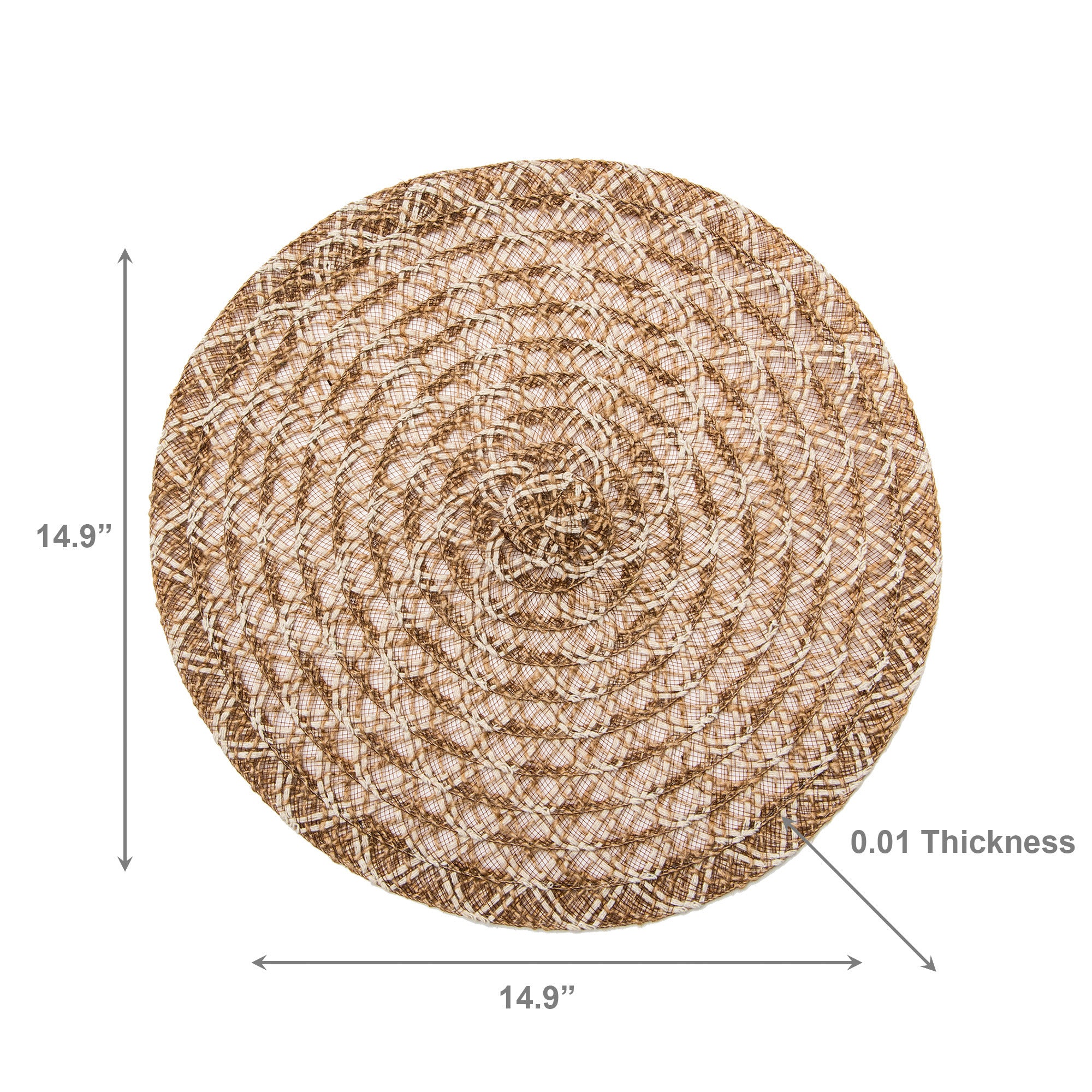 Earth-Toned Brown and Cream Lattice Jute Placemat – Handcrafted Natural Fiber Table Accent - Set of 12
