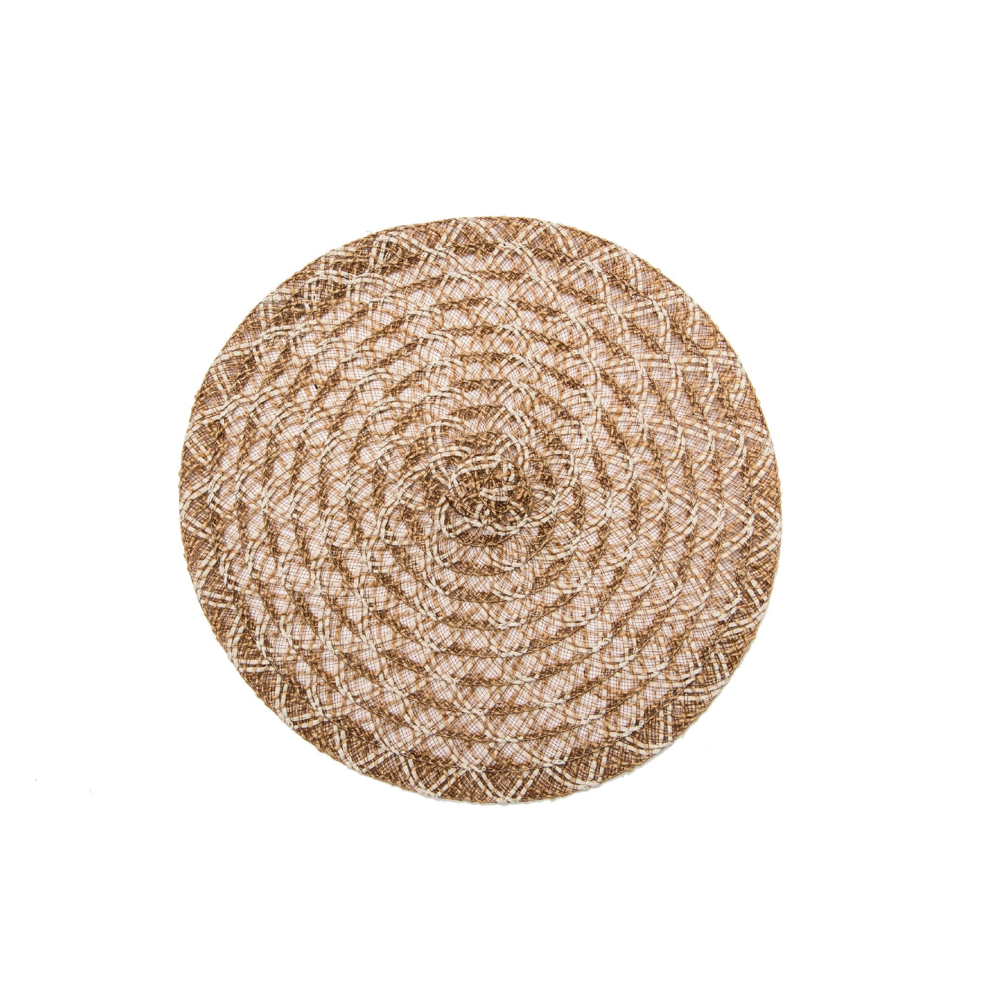 Earth-Toned Brown and Cream Lattice Jute Placemat – Handcrafted Natural Fiber Table Accent - Set of 12