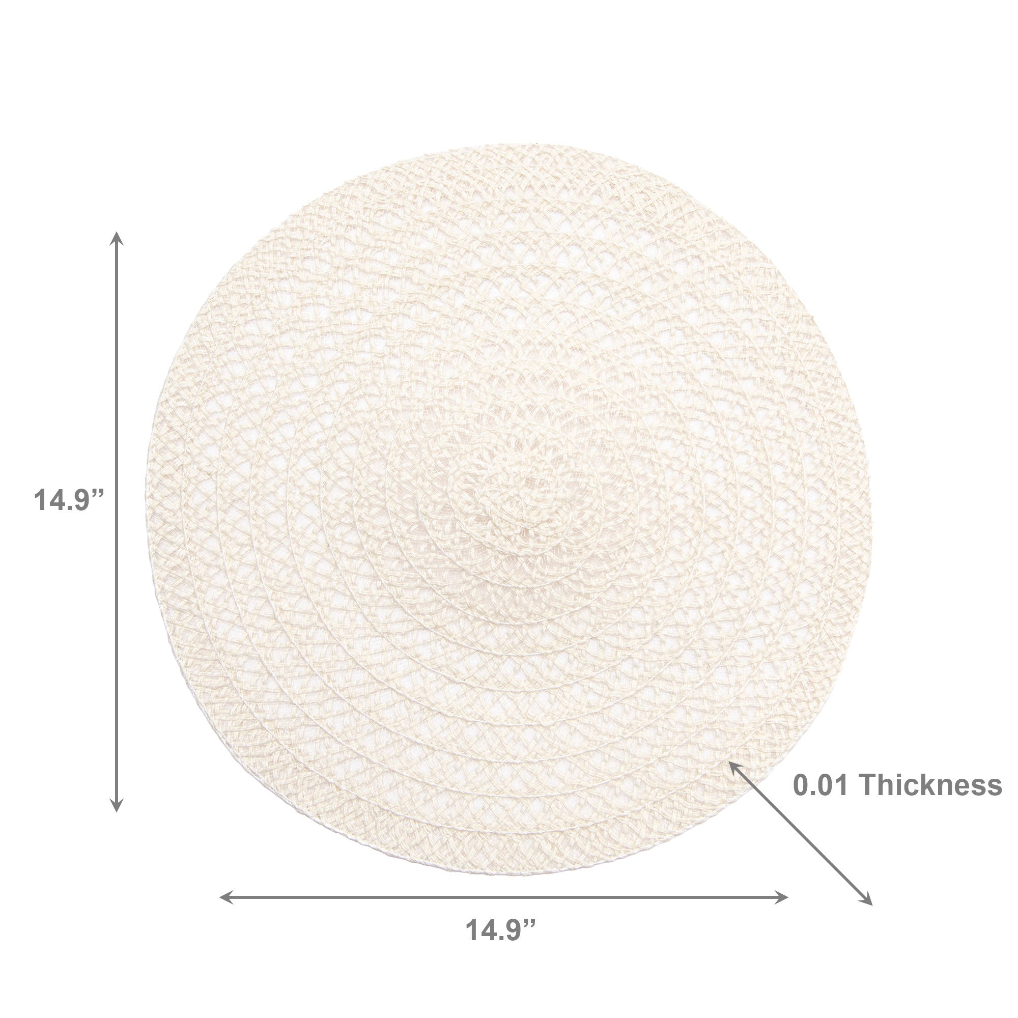 Soft Cream Lattice-Patterned Jute Round Placemat – Classic Natural Fiber Elegance - Set of 12