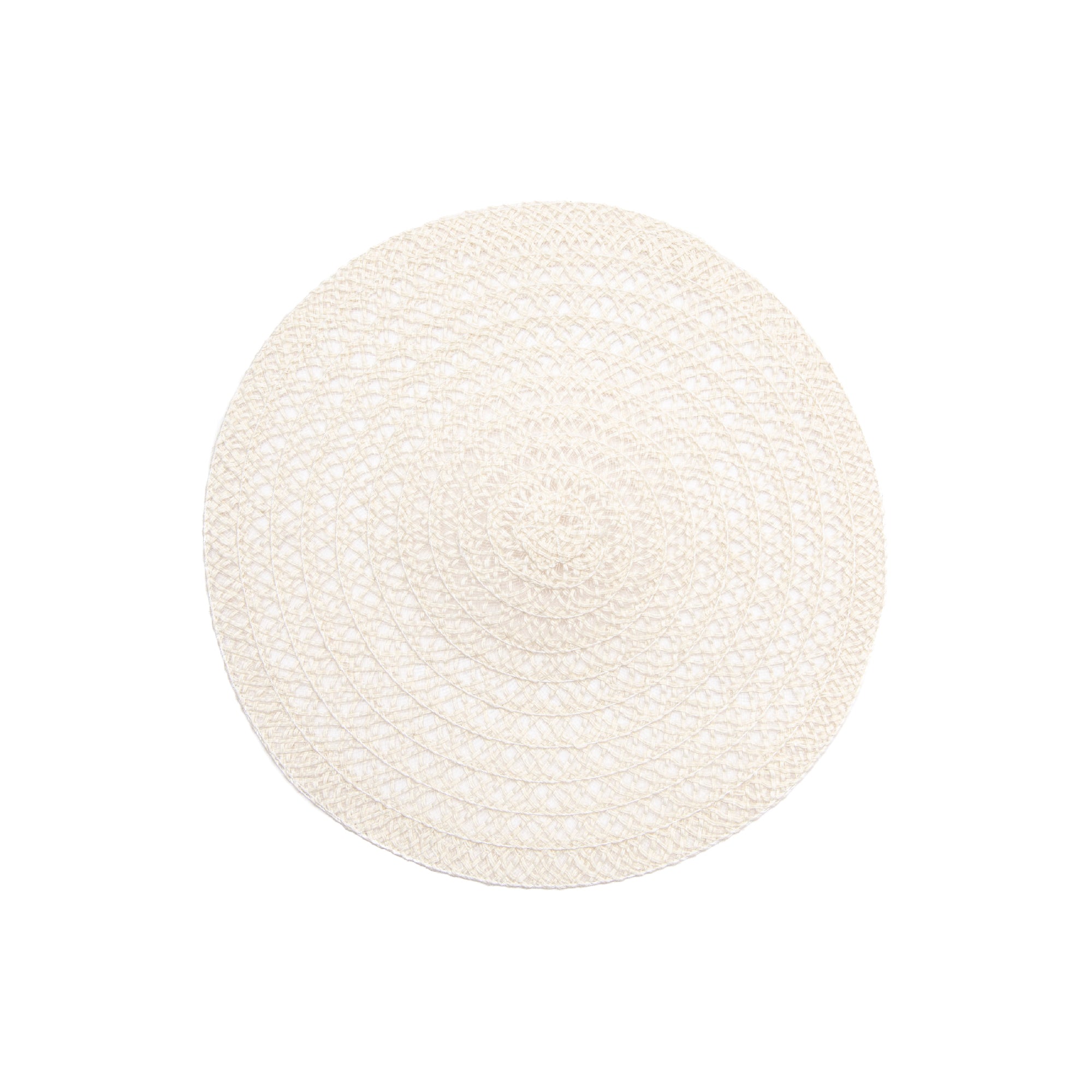 Soft Cream Lattice-Patterned Jute Round Placemat – Classic Natural Fiber Elegance - Set of 12