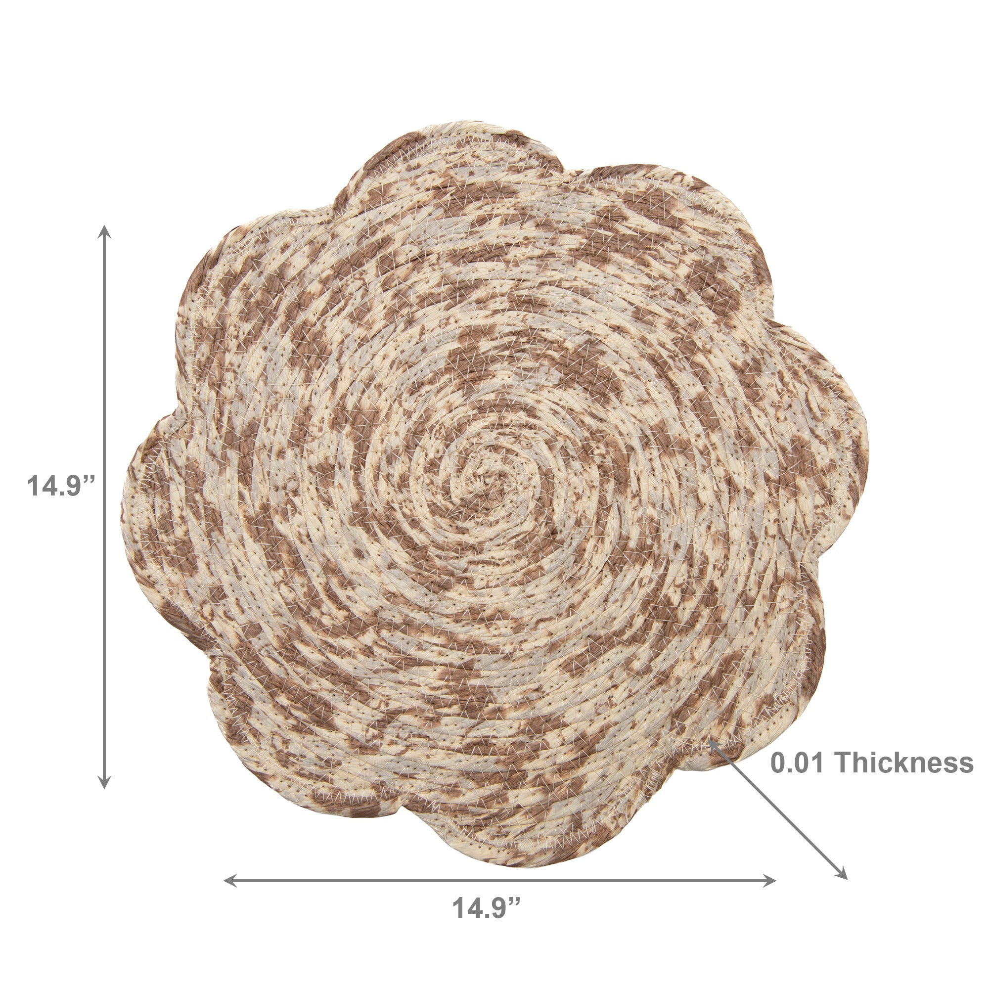 Warm Brown and Beige Handwoven Floral Placemat – Artisan Crafted Table Décor - Set of 6