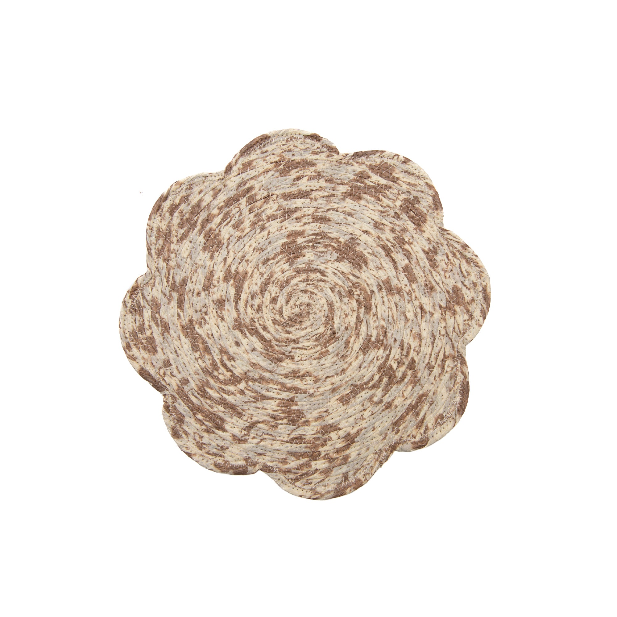 Warm Brown and Beige Handwoven Floral Placemat – Artisan Crafted Table Décor - Set of 6