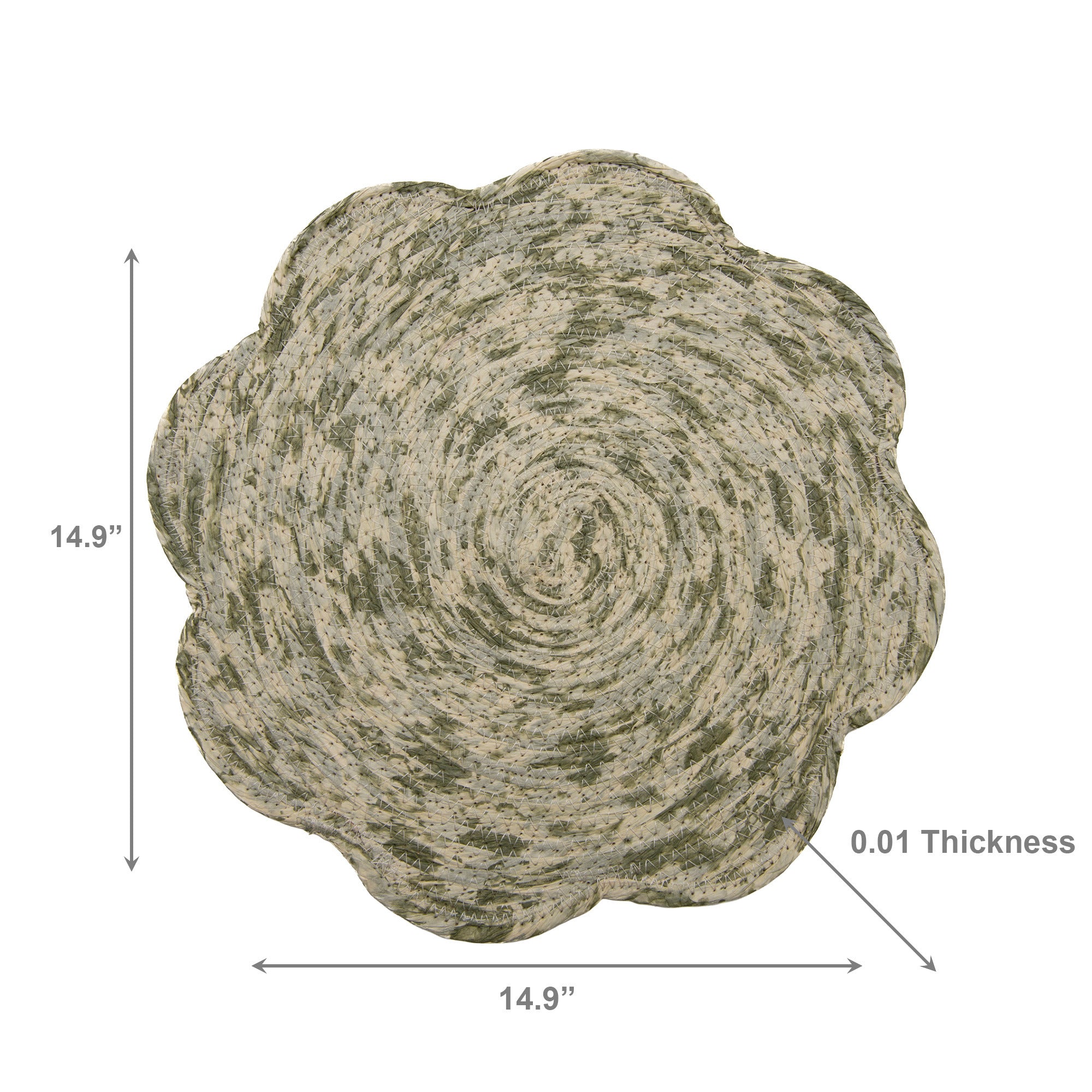 Fresh Green and Beige Handwoven Flower Placemat – Nature-Inspired Rustic Elegance - Set of 6
