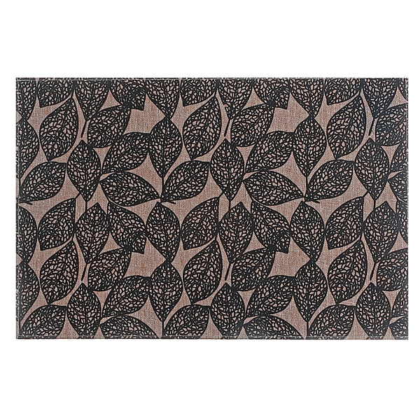 Poly-Linen Printed Placemat Leave Black - Set of 12