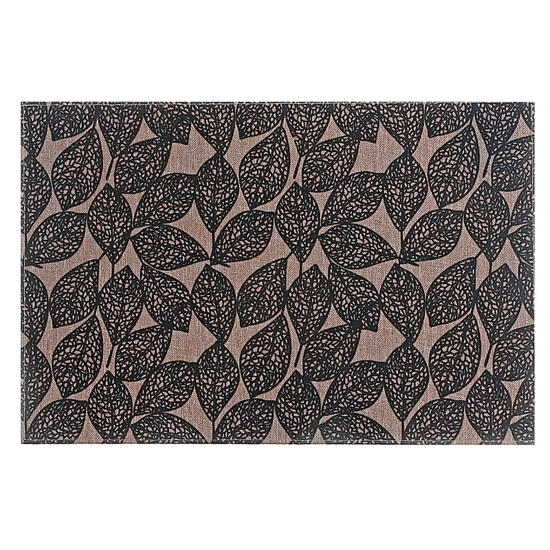 Poly-Linen Printed Placemat Leave Black - Set of 12