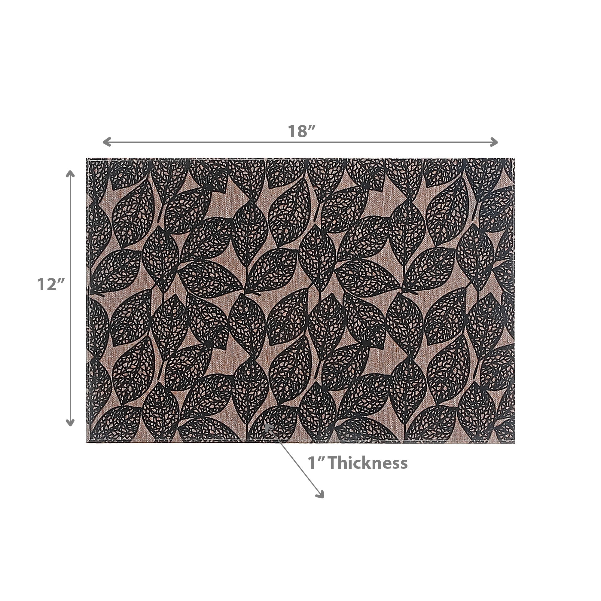 Black Leaf Poly-Linen Printed Placemat Set of 12 – Modern Table Decor, Dining Mats