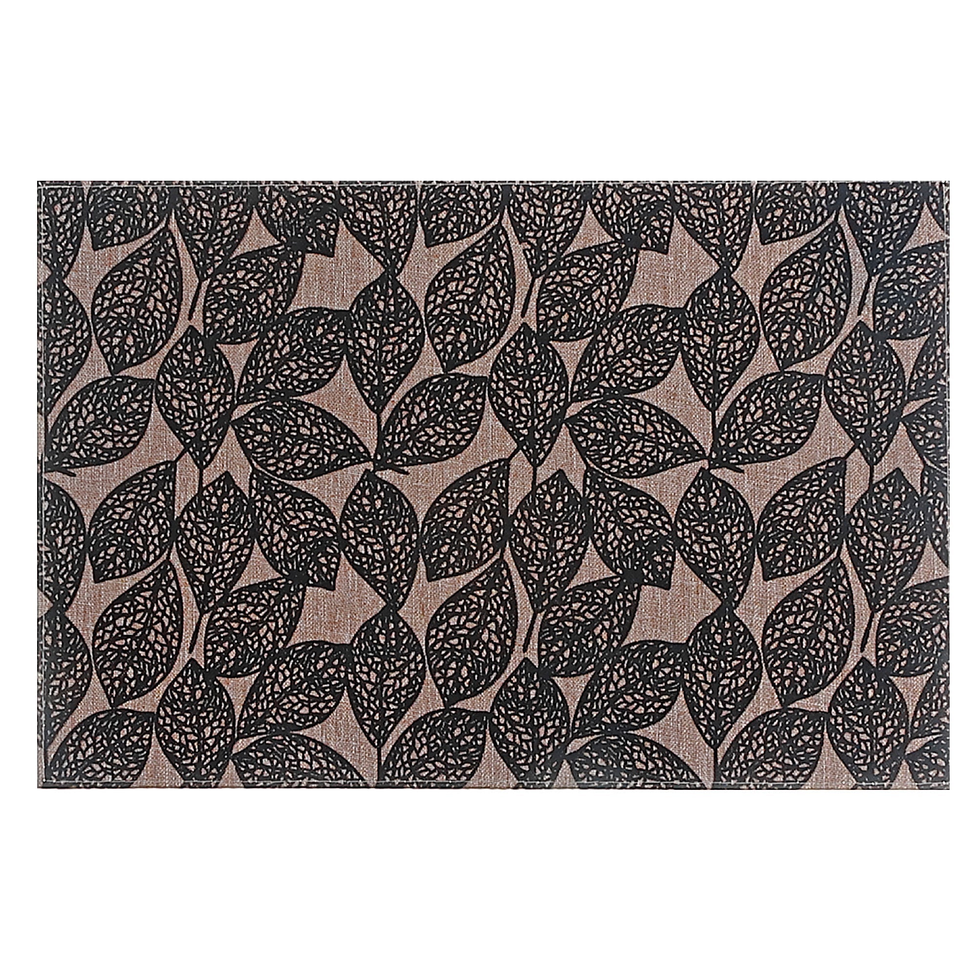 Black Leaf Poly-Linen Printed Placemat Set of 12 – Modern Table Decor, Dining Mats