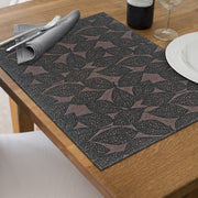 Green Leaf Poly-Linen Printed Placemat Set of 12 – Modern Table Decor, Dining Mats