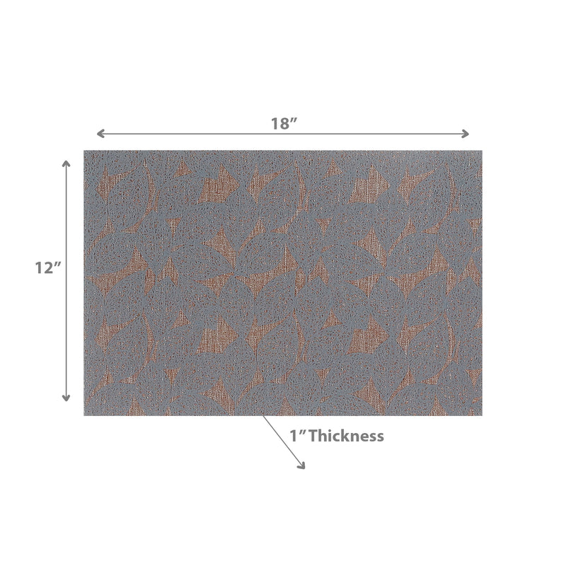 Poly-Linen Printed Placemat Leave Grey - Set of 12